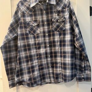 Blue Plaid Western Snap-Front Shirt